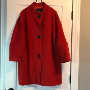 Oversized, burnt orange wool blend coat
